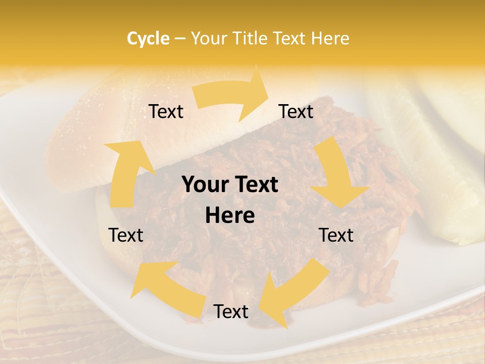 A Pulled Pork Sandwich With Pickles On A Plate PowerPoint Template