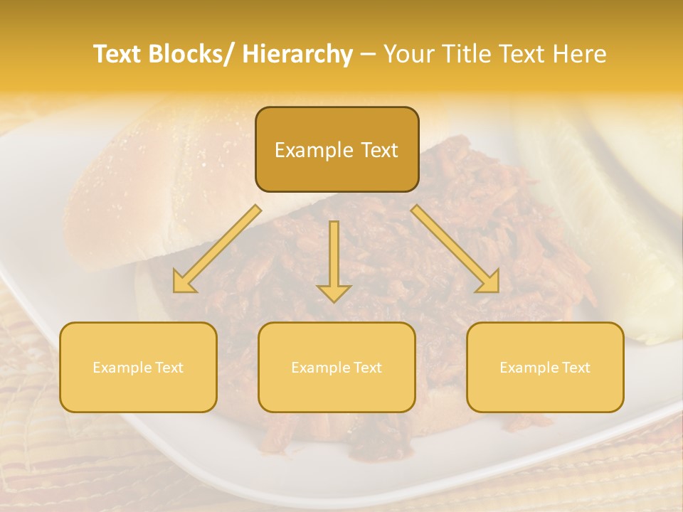 A Pulled Pork Sandwich With Pickles On A Plate PowerPoint Template