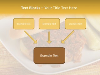 A Pulled Pork Sandwich With Pickles On A Plate PowerPoint Template
