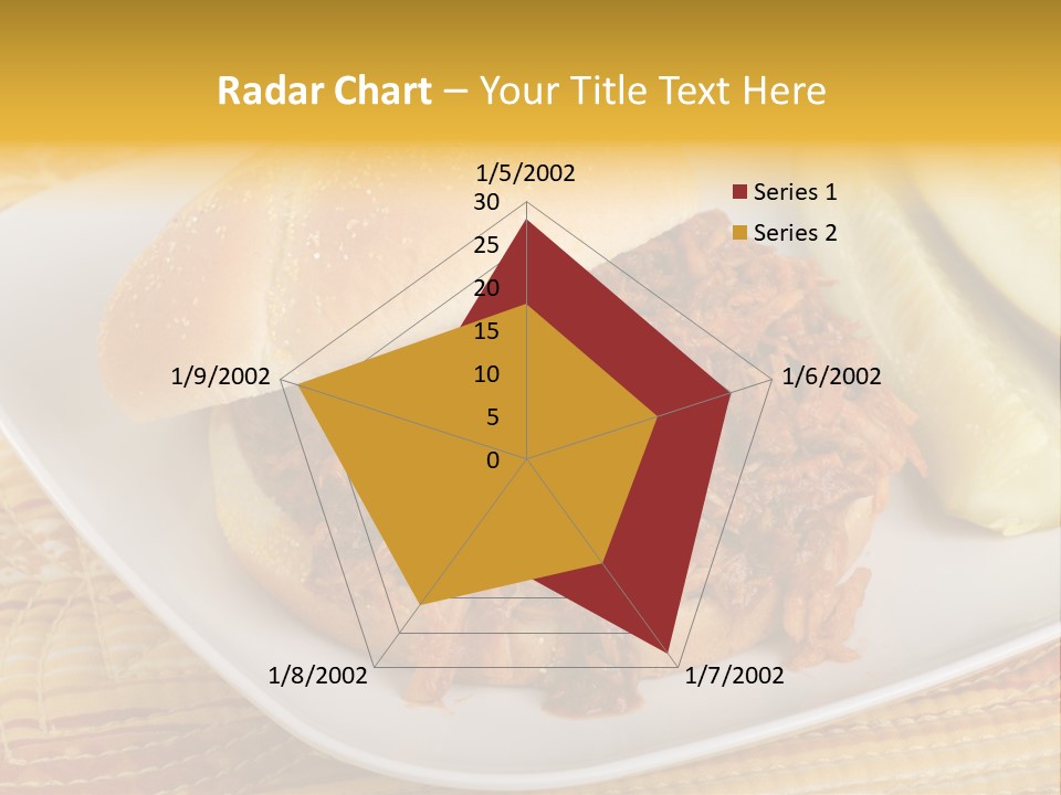 A Pulled Pork Sandwich With Pickles On A Plate PowerPoint Template