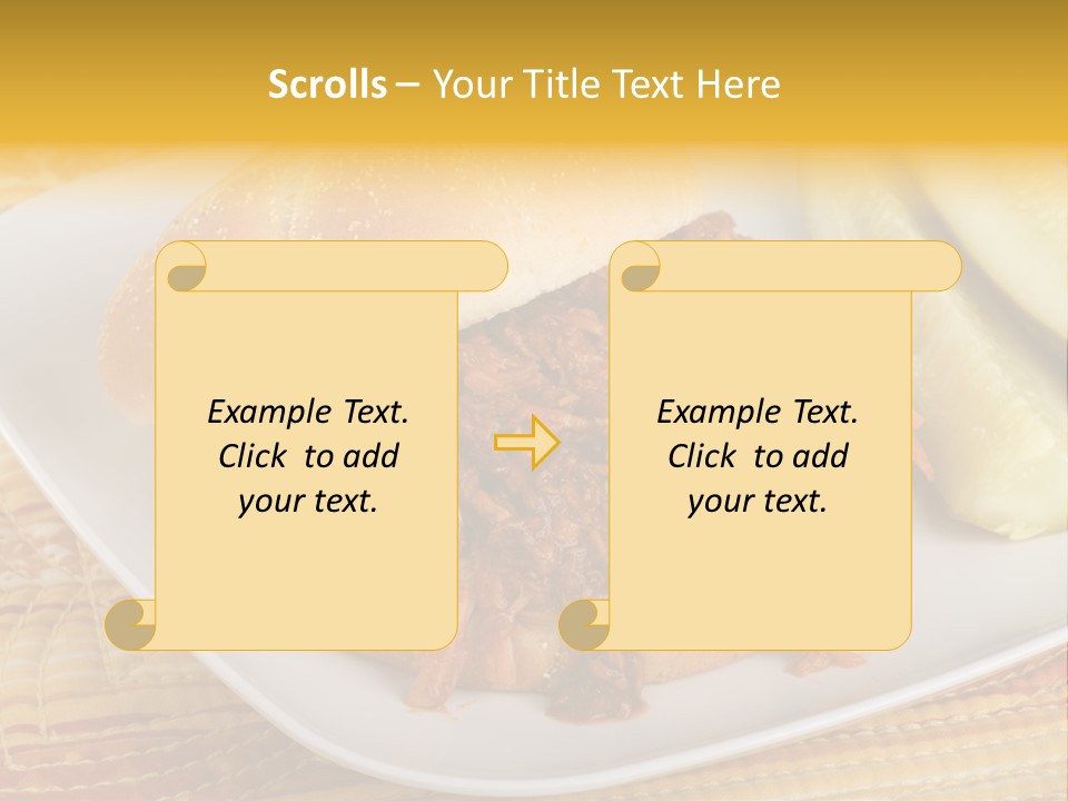 A Pulled Pork Sandwich With Pickles On A Plate PowerPoint Template