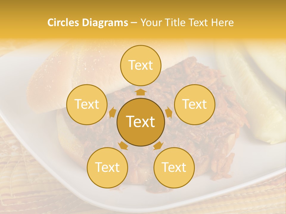 A Pulled Pork Sandwich With Pickles On A Plate PowerPoint Template