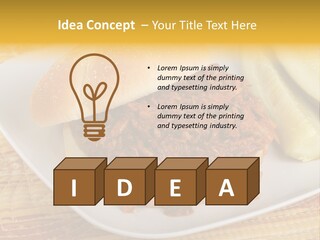 A Pulled Pork Sandwich With Pickles On A Plate PowerPoint Template