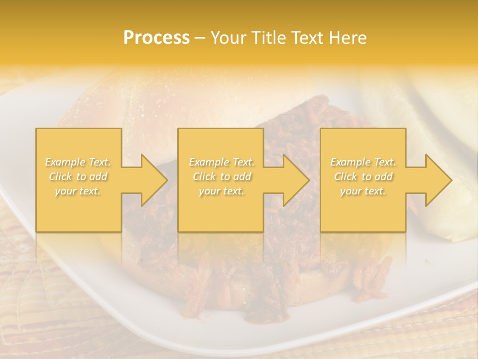 A Pulled Pork Sandwich With Pickles On A Plate PowerPoint Template