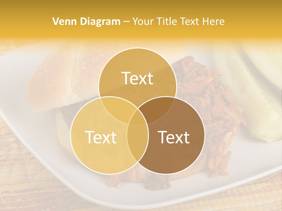 A Pulled Pork Sandwich With Pickles On A Plate PowerPoint Template