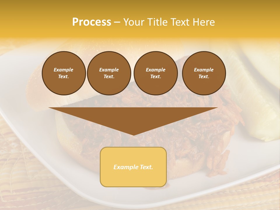 A Pulled Pork Sandwich With Pickles On A Plate PowerPoint Template