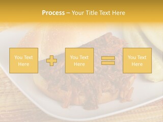A Pulled Pork Sandwich With Pickles On A Plate PowerPoint Template