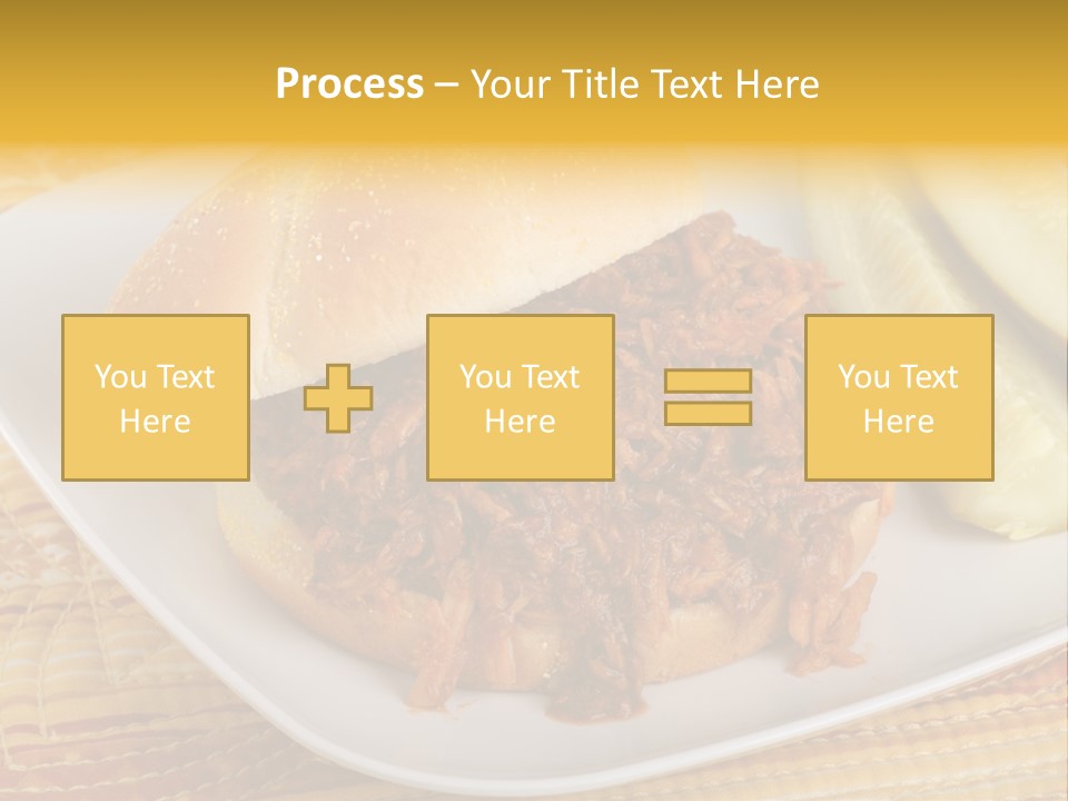 A Pulled Pork Sandwich With Pickles On A Plate PowerPoint Template