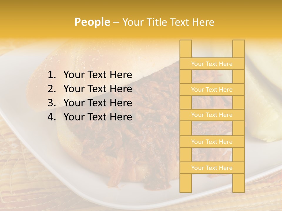 A Pulled Pork Sandwich With Pickles On A Plate PowerPoint Template