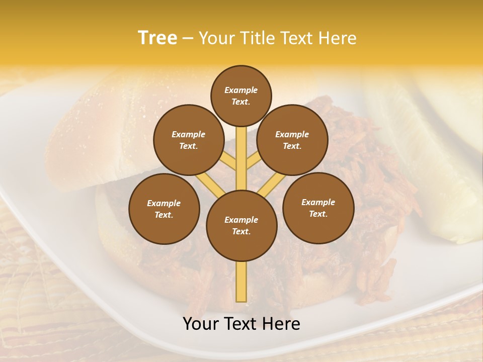 A Pulled Pork Sandwich With Pickles On A Plate PowerPoint Template