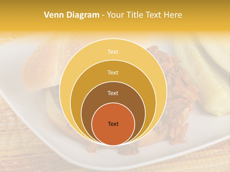 A Pulled Pork Sandwich With Pickles On A Plate PowerPoint Template