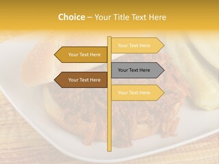 A Pulled Pork Sandwich With Pickles On A Plate PowerPoint Template