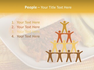 A Pulled Pork Sandwich With Pickles On A Plate PowerPoint Template