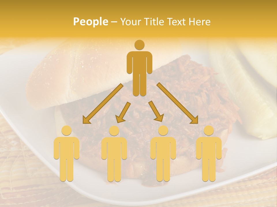 A Pulled Pork Sandwich With Pickles On A Plate PowerPoint Template
