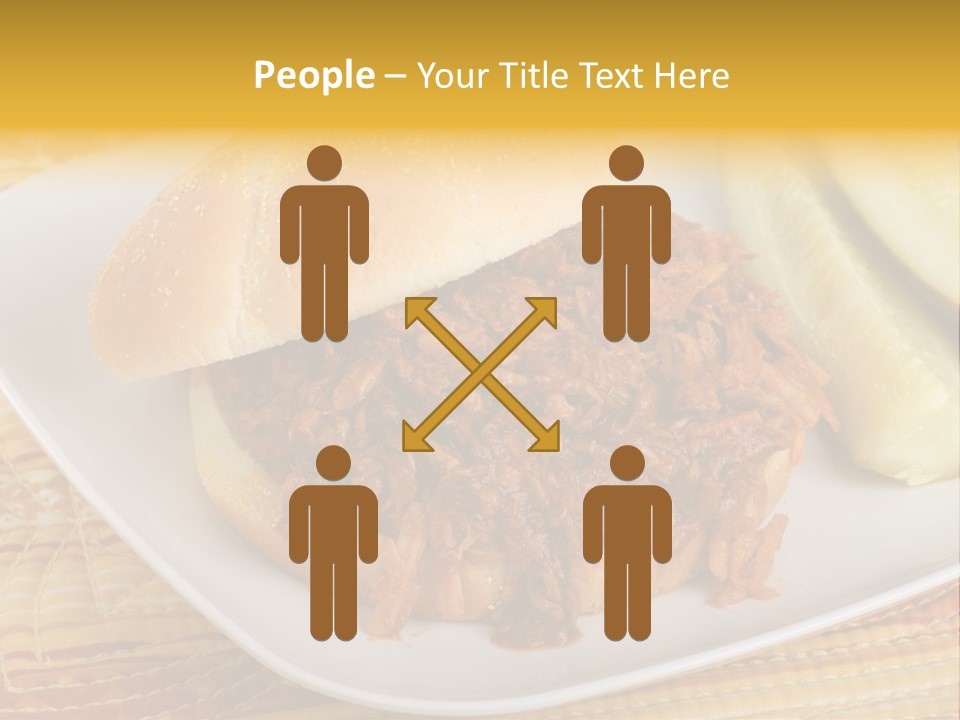 A Pulled Pork Sandwich With Pickles On A Plate PowerPoint Template