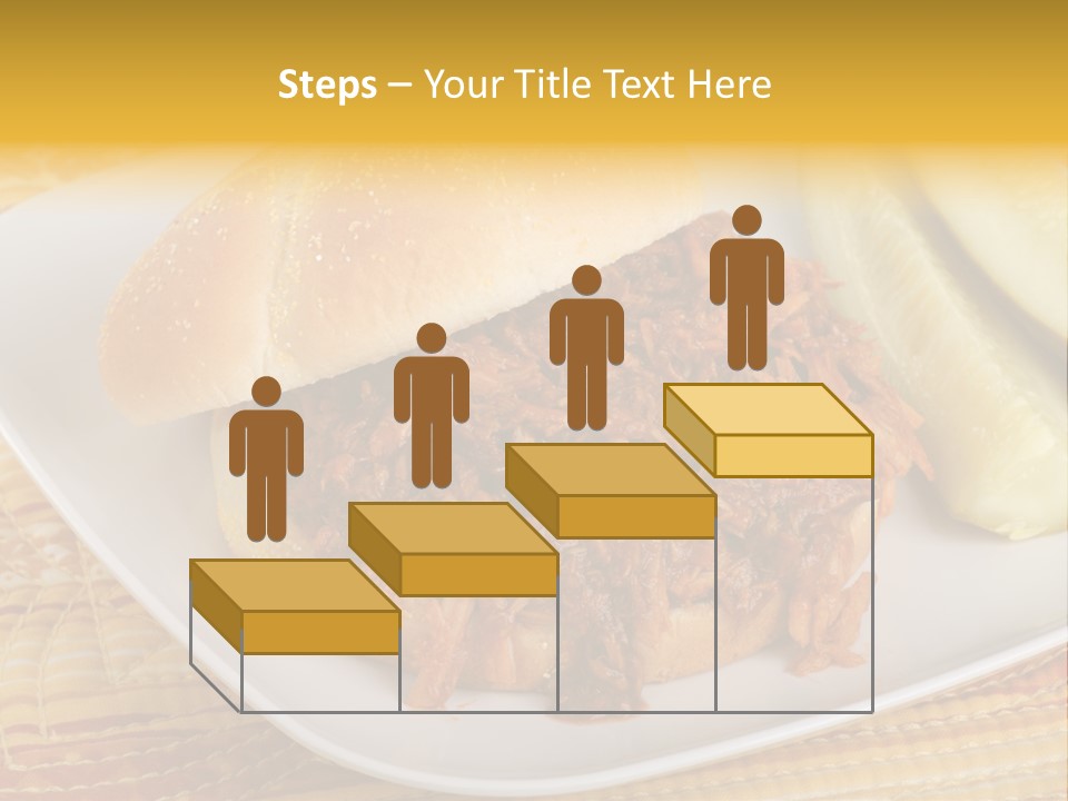 A Pulled Pork Sandwich With Pickles On A Plate PowerPoint Template