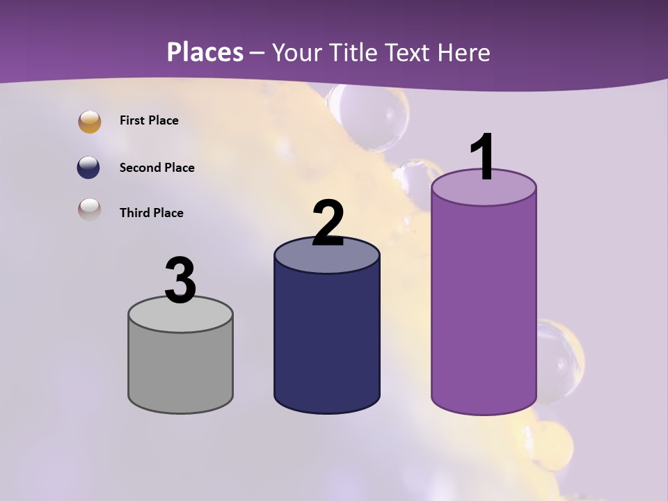 A Purple And Yellow Background With Bubbles On It PowerPoint Template