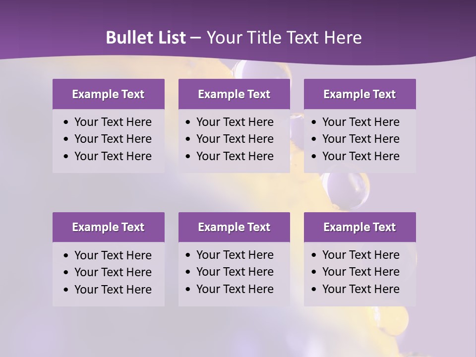 A Purple And Yellow Background With Bubbles On It PowerPoint Template