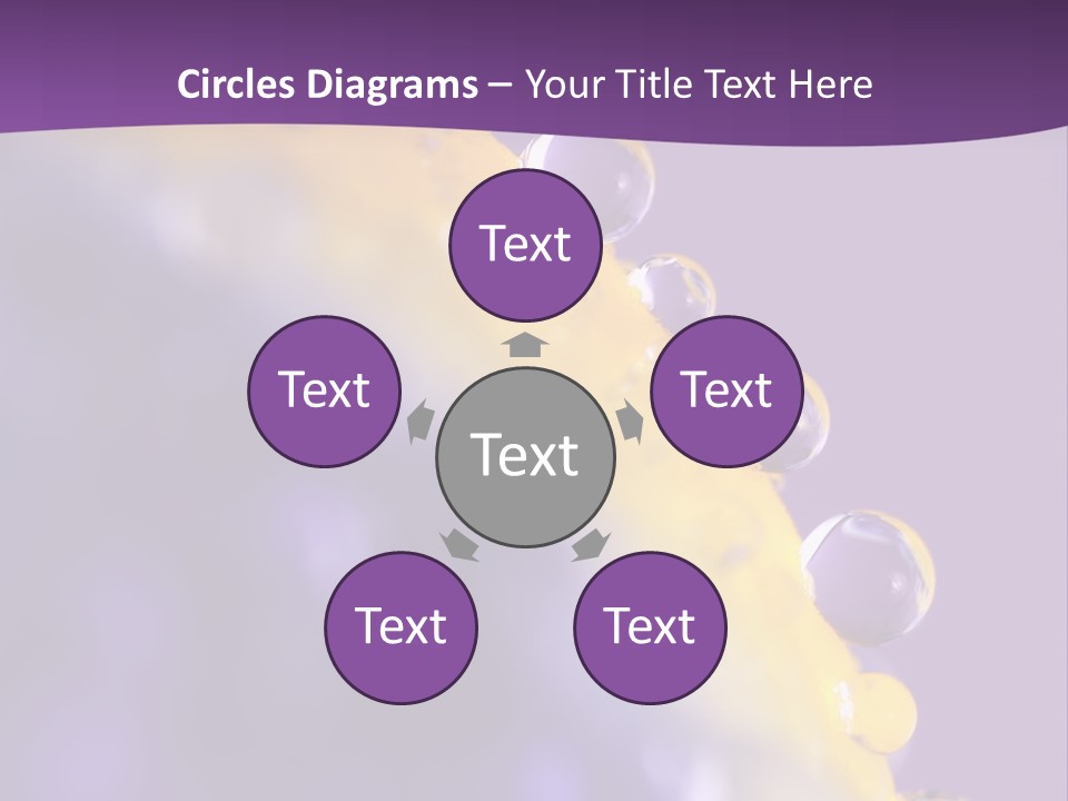 A Purple And Yellow Background With Bubbles On It PowerPoint Template