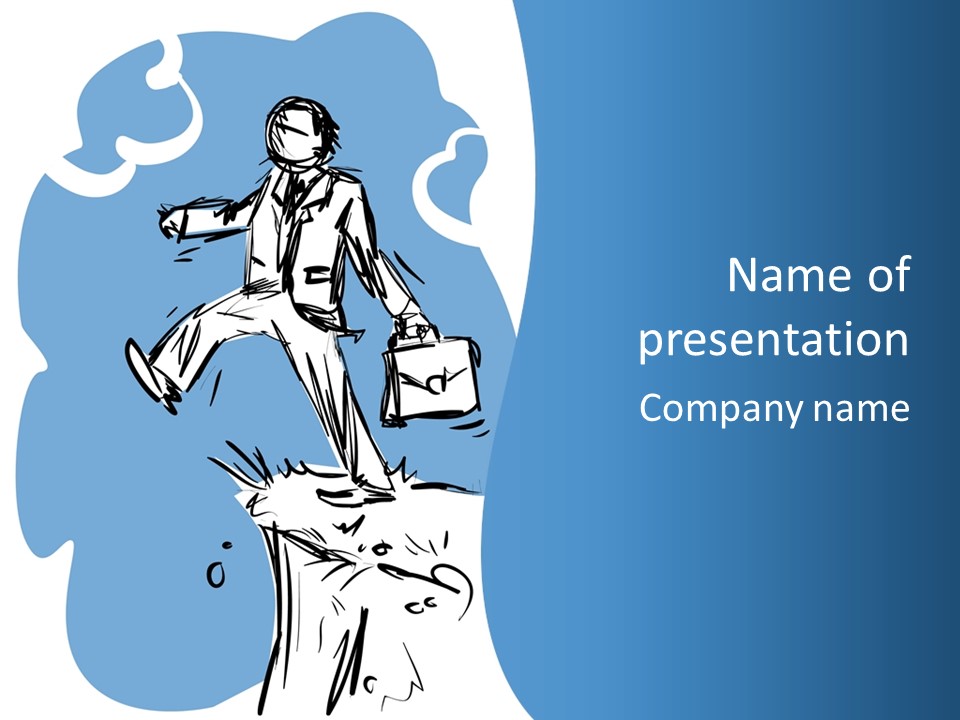 A Man With A Briefcase Standing On Top Of A Cliff PowerPoint Template