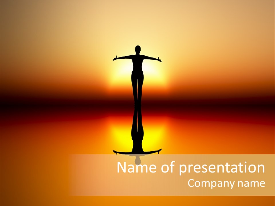 A Person Standing On A Surfboard In Front Of A Sunset PowerPoint Template