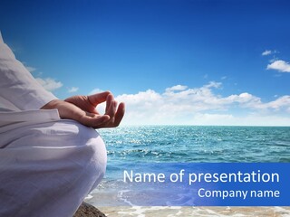 Sunset Meditating Male PowerPoint Template