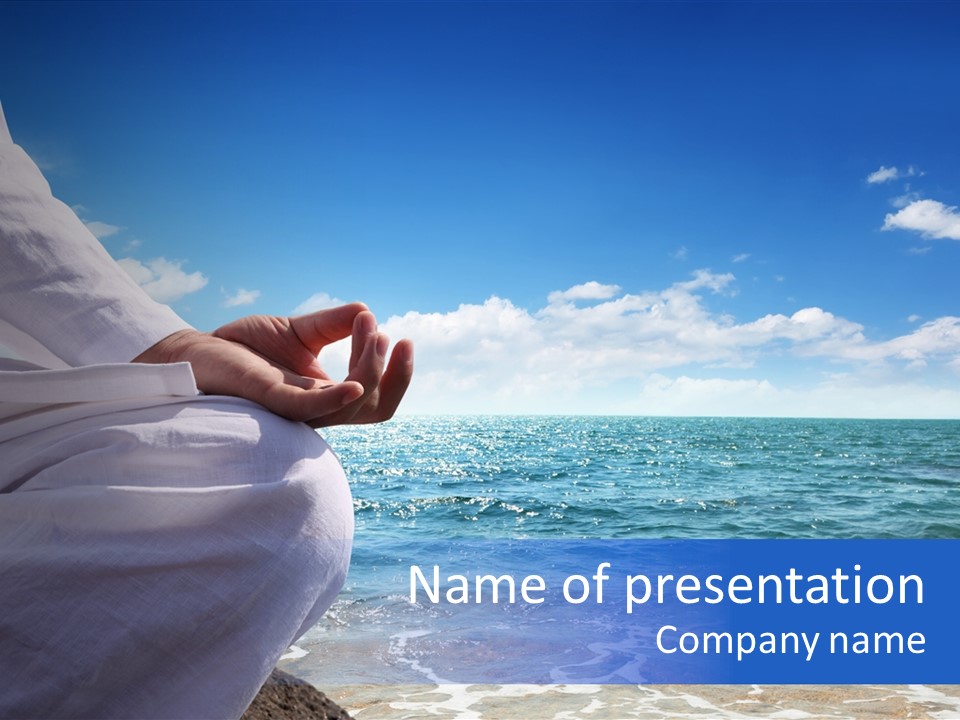 Sunset Meditating Male PowerPoint Template