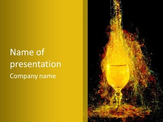 Wineglass Thirst Orange PowerPoint Template