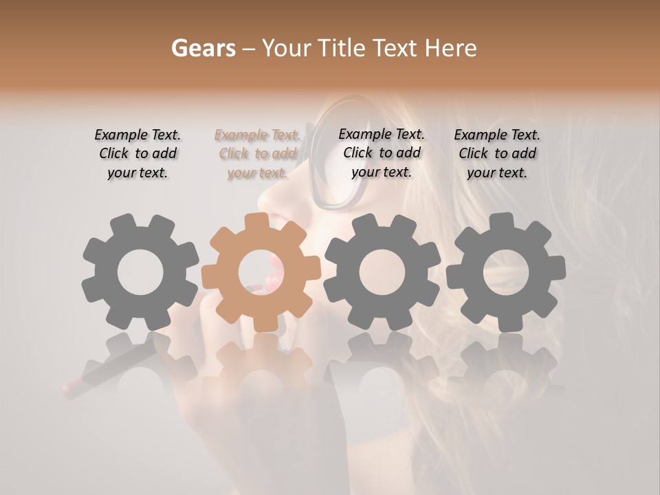 Female Pencil Glasses PowerPoint Template