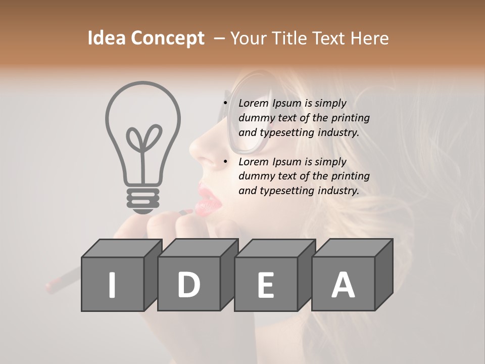 Female Pencil Glasses PowerPoint Template