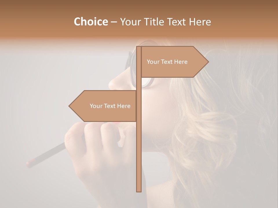 Female Pencil Glasses PowerPoint Template