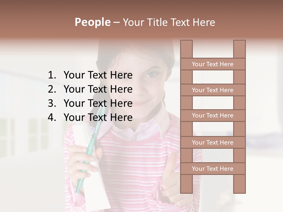 A Young Girl Holding A Toothbrush And Giving A Thumbs Up PowerPoint Template