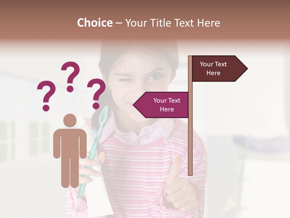 A Young Girl Holding A Toothbrush And Giving A Thumbs Up PowerPoint Template