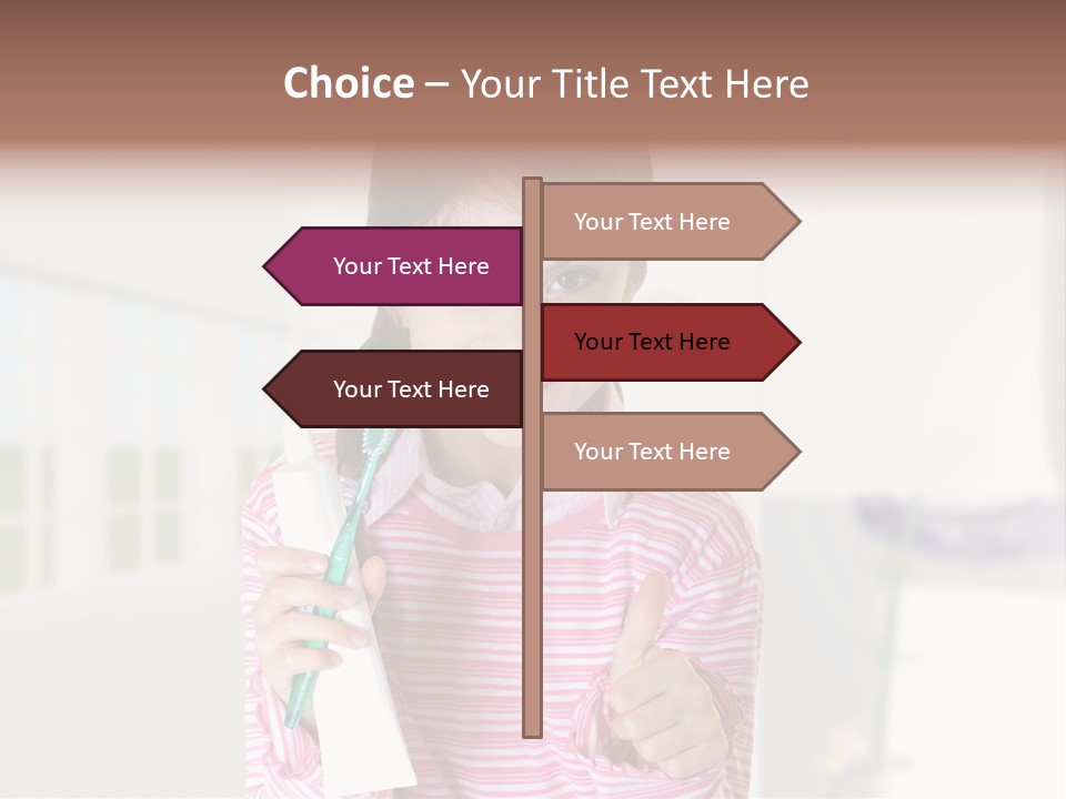 A Young Girl Holding A Toothbrush And Giving A Thumbs Up PowerPoint Template