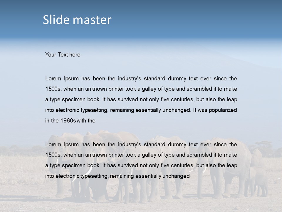 A Herd Of Elephants Standing In Front Of A Mountain PowerPoint Template