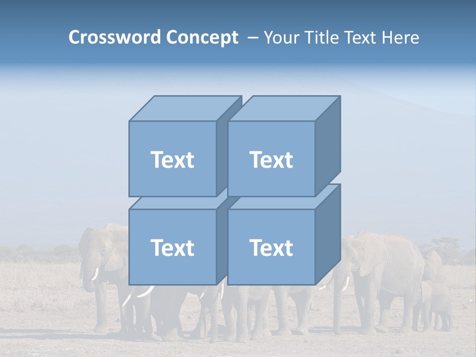 A Herd Of Elephants Standing In Front Of A Mountain PowerPoint Template