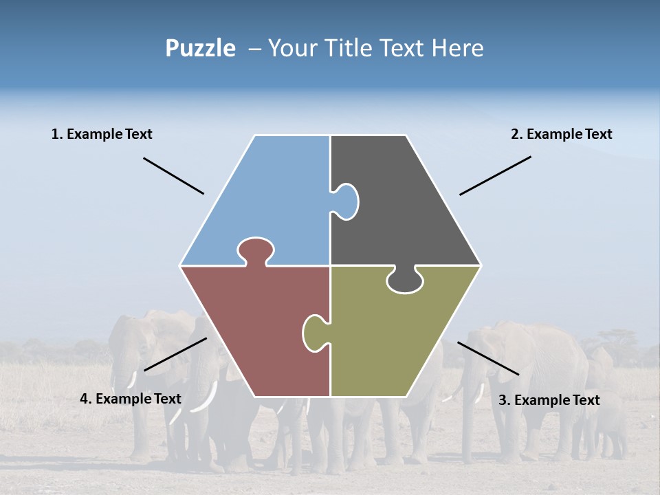 A Herd Of Elephants Standing In Front Of A Mountain PowerPoint Template