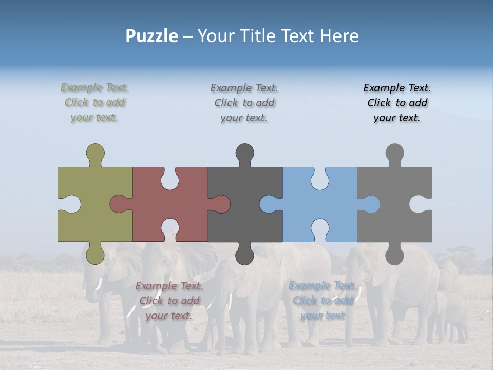 A Herd Of Elephants Standing In Front Of A Mountain PowerPoint Template