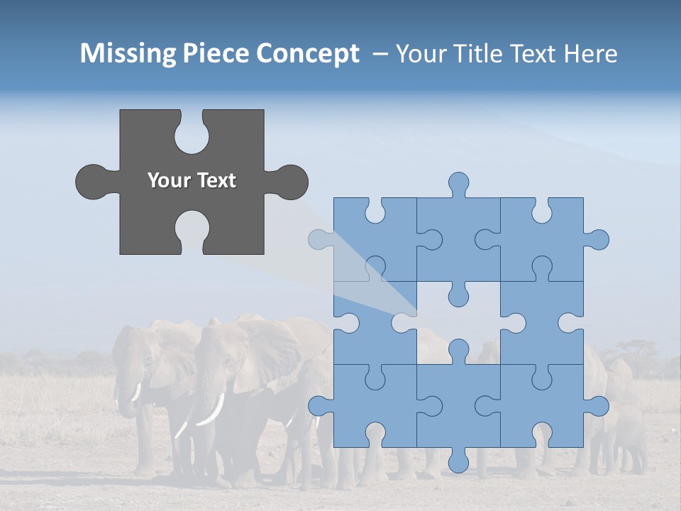 A Herd Of Elephants Standing In Front Of A Mountain PowerPoint Template