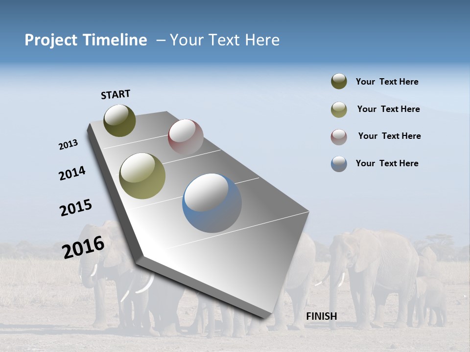 A Herd Of Elephants Standing In Front Of A Mountain PowerPoint Template