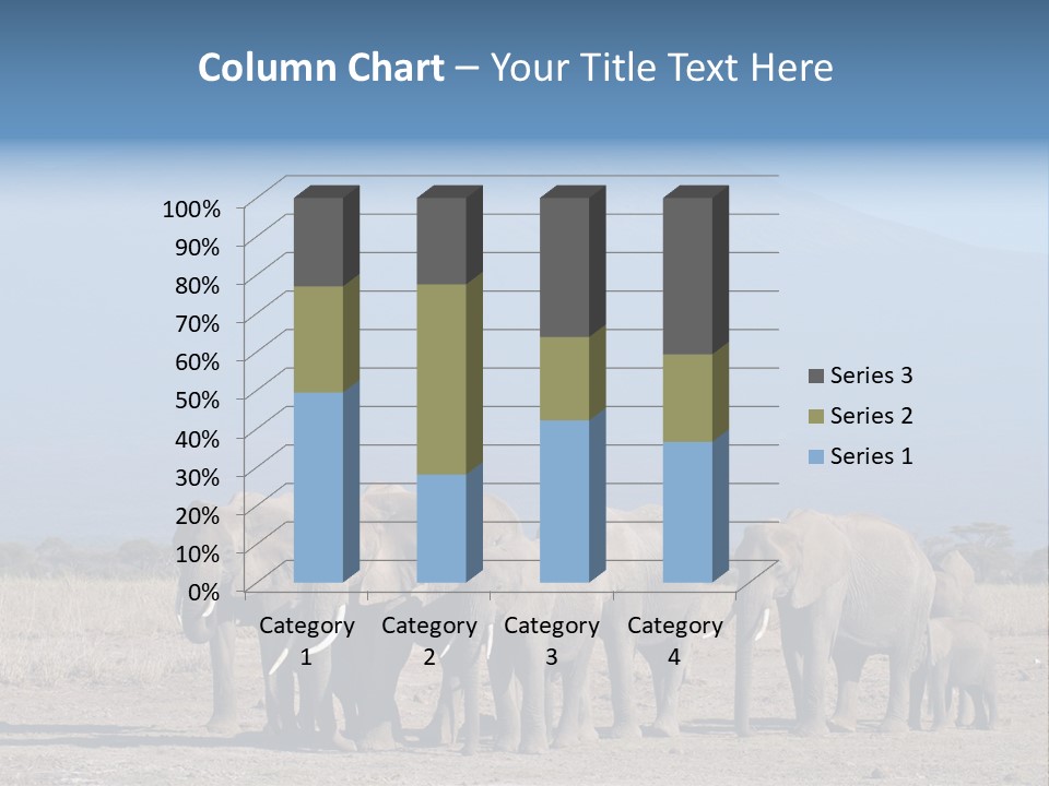 A Herd Of Elephants Standing In Front Of A Mountain PowerPoint Template