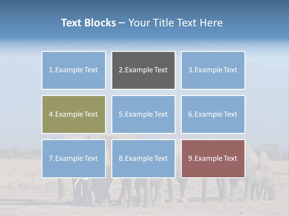 A Herd Of Elephants Standing In Front Of A Mountain PowerPoint Template