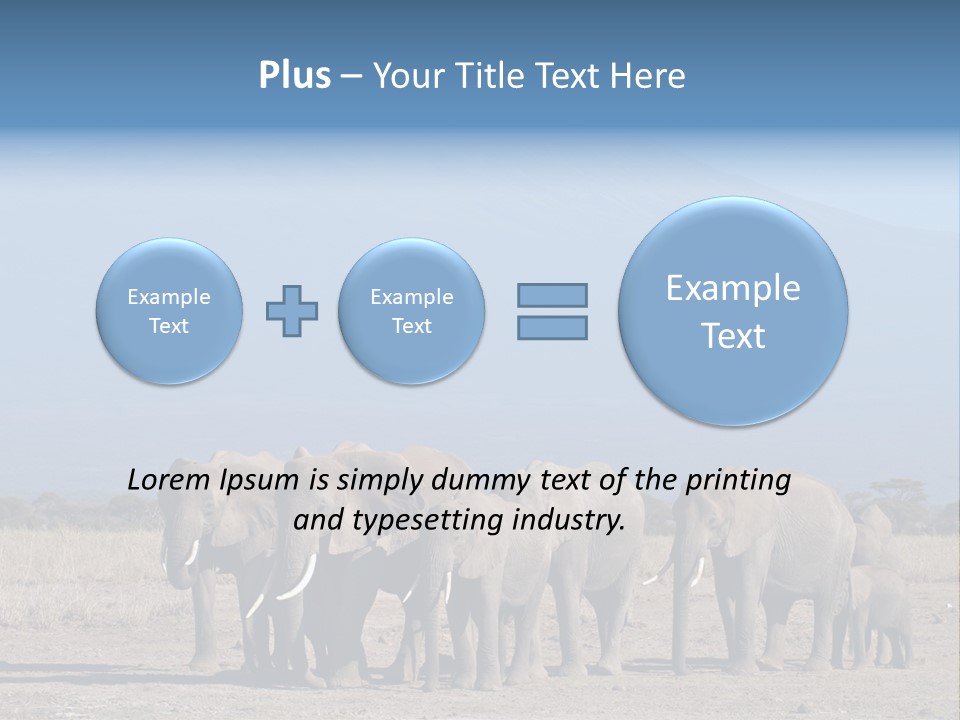 A Herd Of Elephants Standing In Front Of A Mountain PowerPoint Template