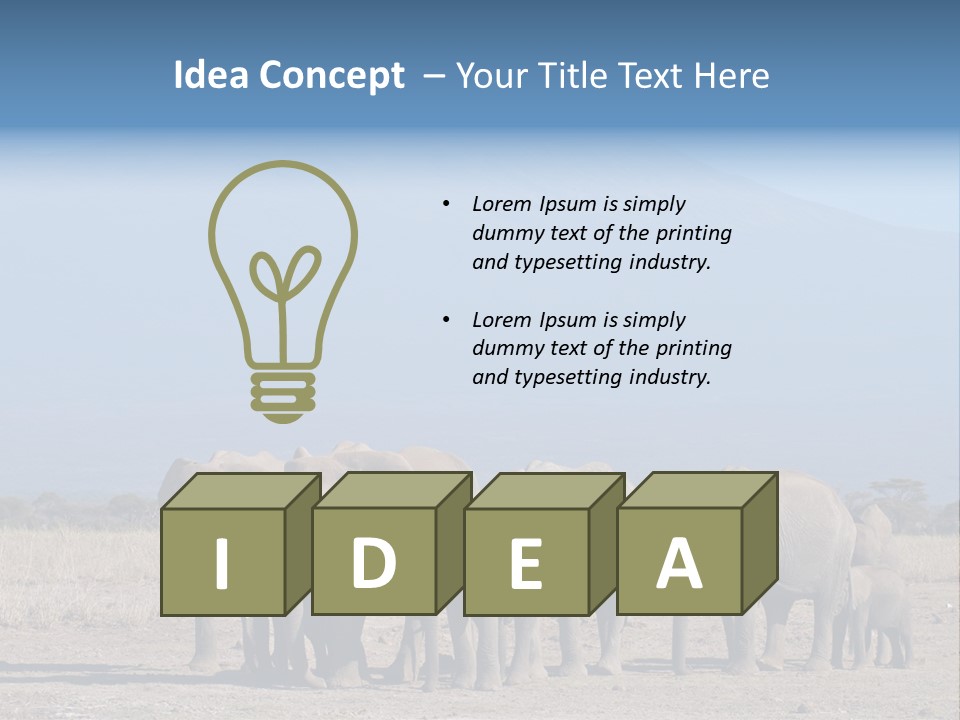 A Herd Of Elephants Standing In Front Of A Mountain PowerPoint Template