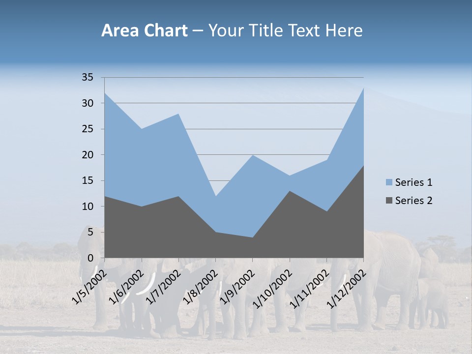 A Herd Of Elephants Standing In Front Of A Mountain PowerPoint Template