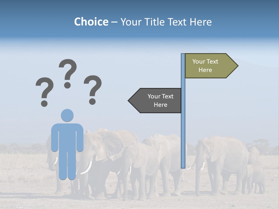 A Herd Of Elephants Standing In Front Of A Mountain PowerPoint Template