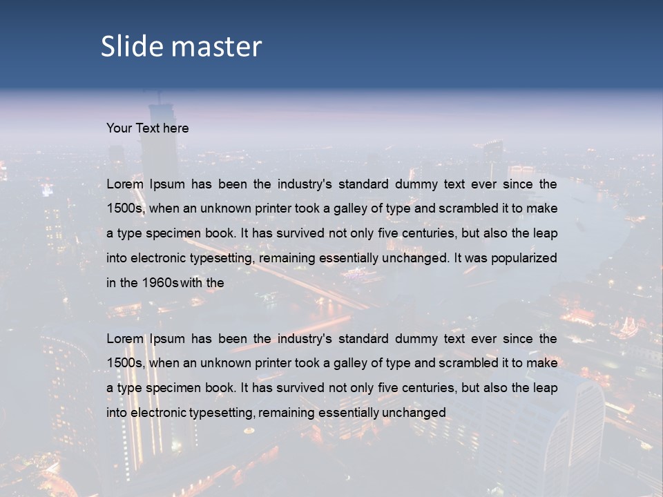 An Aerial View Of A City At Night PowerPoint Template