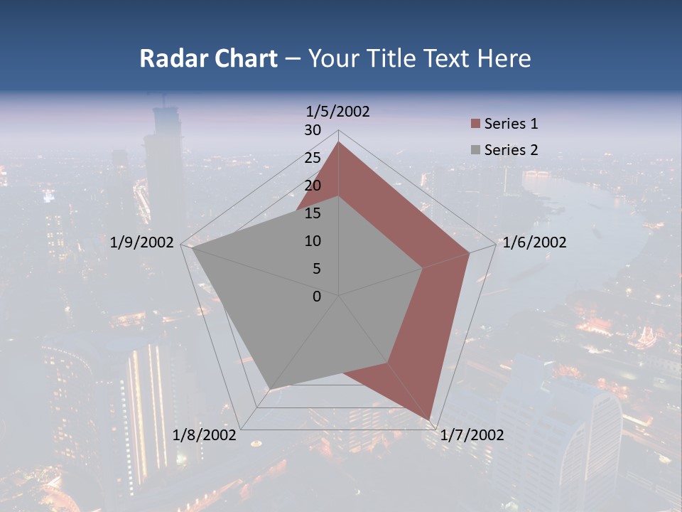 An Aerial View Of A City At Night PowerPoint Template