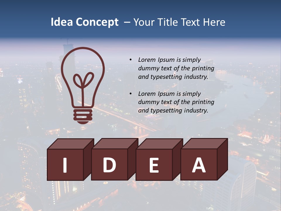 An Aerial View Of A City At Night PowerPoint Template