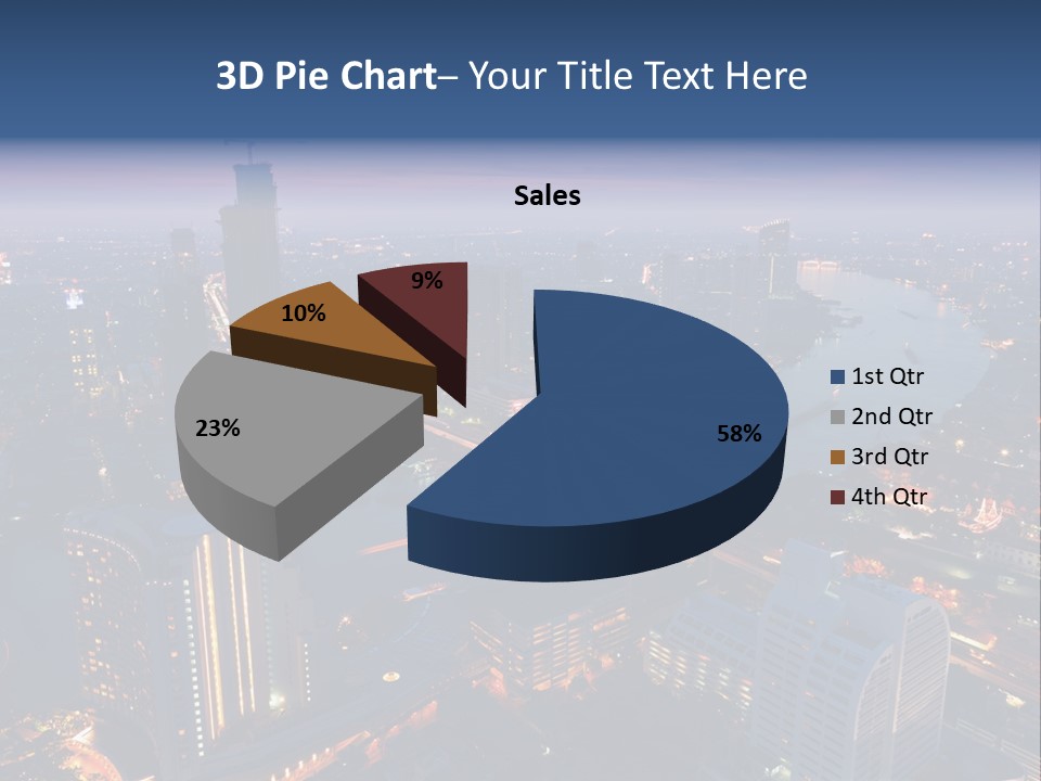 An Aerial View Of A City At Night PowerPoint Template